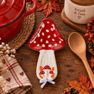 Poggiamestolo in ceramica a forma di fungo (rosso)